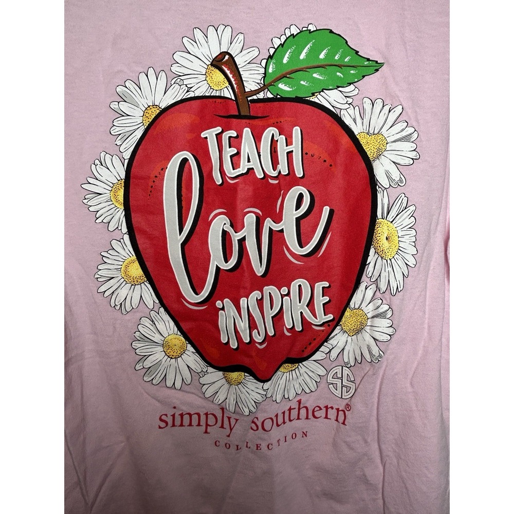 Simply Southern T-Shirt Womens Medium Teachers "Teach Love‎ Inspire"